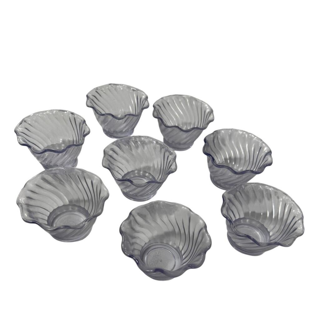 SYSCO Commercial Swirl Dessert Bowls Set 8 Tulip Acrylic USA Restaurant Ware 5oz